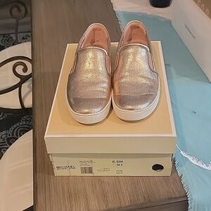 Michael Kors Lasered Metallic Keaton Slip Ons